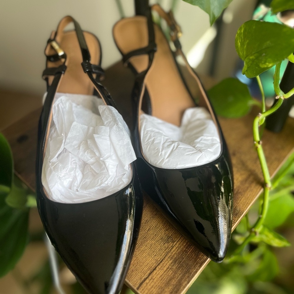 Elegant Black Slingback Heels with Pointed Toe